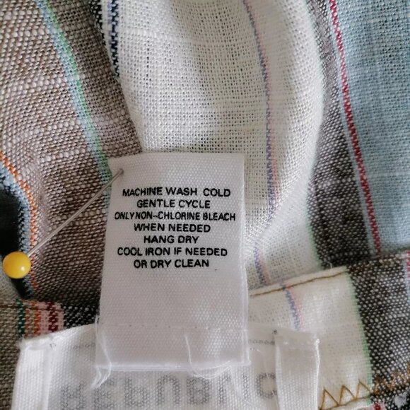 For The Republic Women's Multicolor Long Side Slit Striped Button-Up Top Size L - Picture 2 of 6